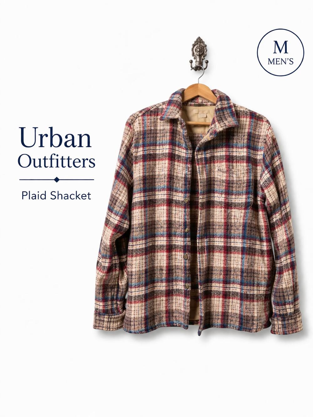 Urban Outfitters Plaid Shacket Mens Medium Cotton Twill Button Down